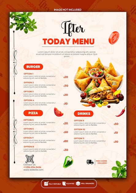 PSD restaurant special food menu poster design template