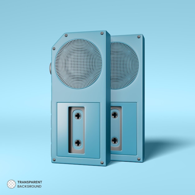 PSD retro cassette tape icon isolated 3d render