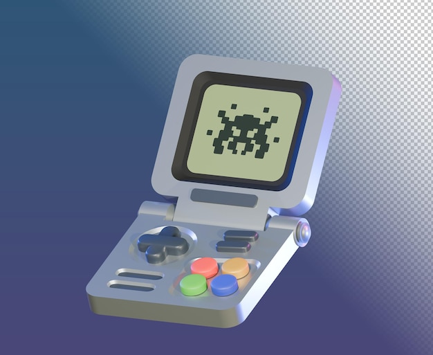 PSD retro handheld flip 3d illustration