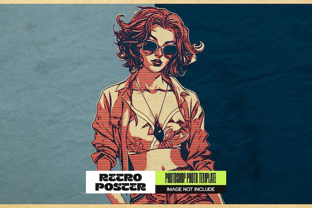 PSD retro poster photo effect