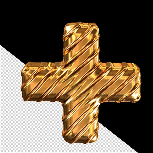 PSD ribbed gold 3d symbol