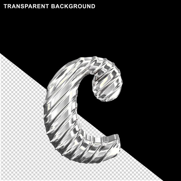 PSD ribbed silver letter c