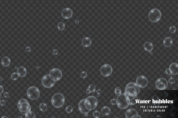 PSD rises up water bubbles isolated on transparent background