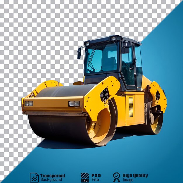 PSD road roller with a yellow cab and black drum