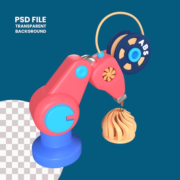 PSD robot arm 3d printer 3d illustration icon