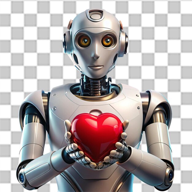 PSD robot holding a heart in its hands