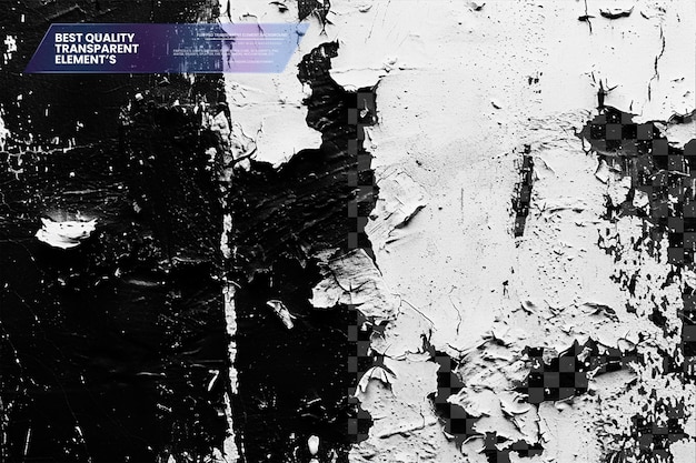 PSD rough black and white texture vector with distressed overlay on transparent background