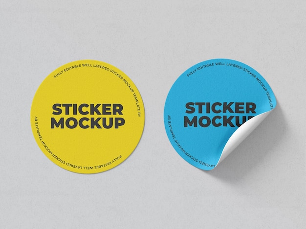 PSD round circle sticker mockup 