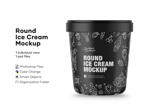 PSD round ice cream mockup