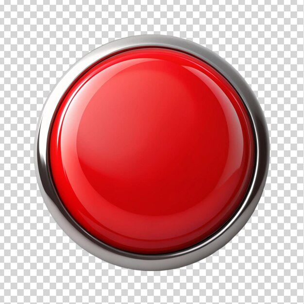 PSD round red button isolated on transparent background