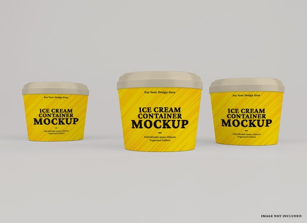 PSD rounded ice cream container mockup