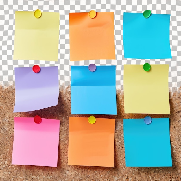 PSD a row of post it notes with a red ball on the bottom