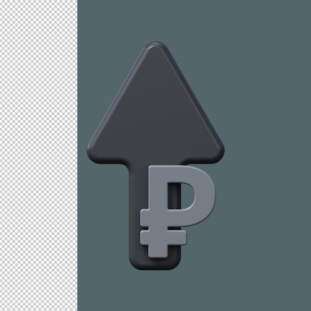 PSD ruble coin growth 3d illustration
