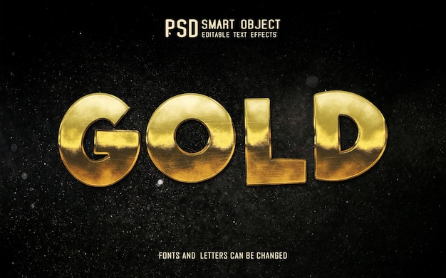 PSD rustic gold metal text effect psd template typography design