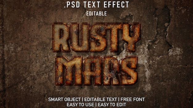 PSD rusty 3d editable industrial worn metal style text or logo effect