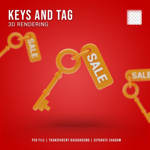 PSD sale key icon 3d