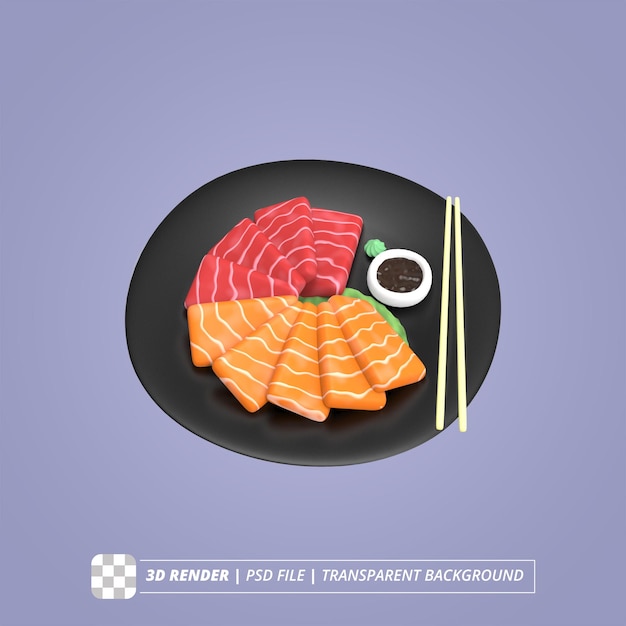 PSD sashimi 3d render isolated images