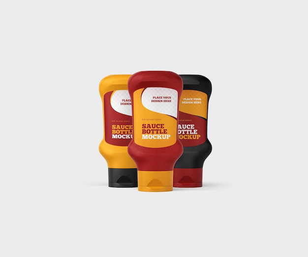 PSD sauce plastic bottle mockup psd template