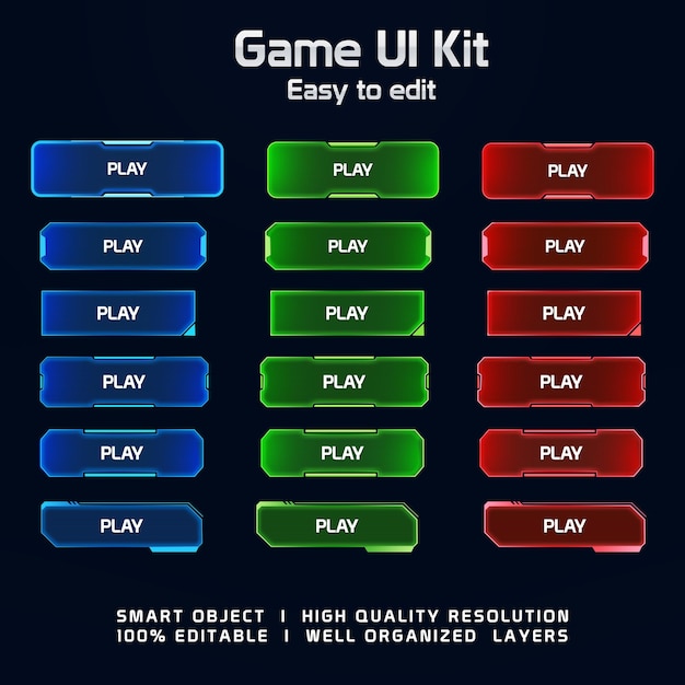 PSD sci fi game ui kit sci fi game ui buttons sci fi game interface sci fi galaxy game ui