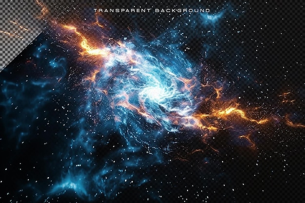 PSD sci fi space energy explosion in transparent background