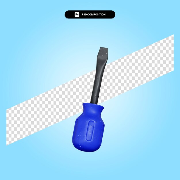 PSD screw driver 3d render illustration isolated