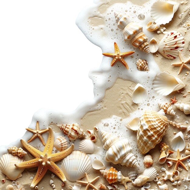 PSD a sea shell with many shells on it and a white background