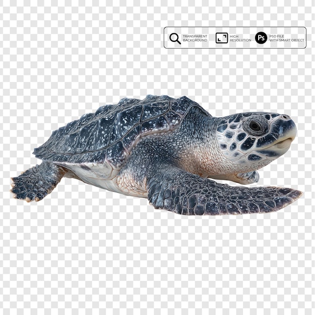 PSD sea turtle in motion realistic render on transparent background