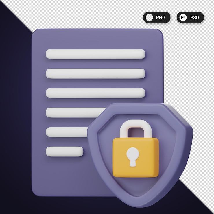 Secure File Cyber security icons set ux ui web design elements 3d rendering