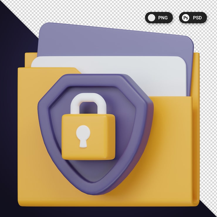 Secure File Storage Cyber security icons set ux ui web design elements 3d rendering
