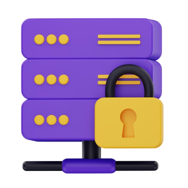 PSD secure server protection 3d icon isolated on the white background
