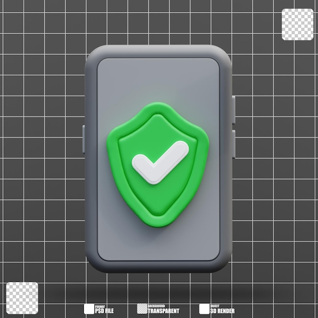 PSD secure smartphone 3d rendered protection and verification