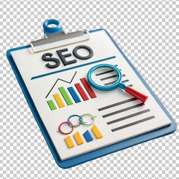 PSD seo analytics concept on transparent background