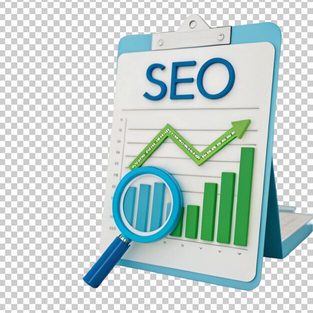 PSD seo analytics concept on transparent background