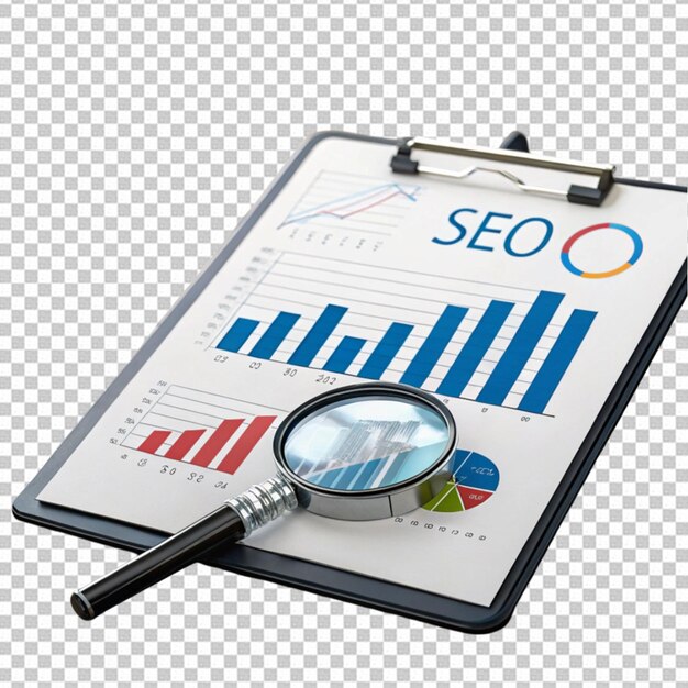 PSD seo analytics concept on transparent background