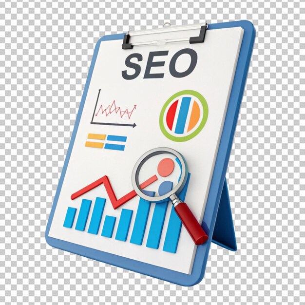 PSD seo analytics concept on transparent background