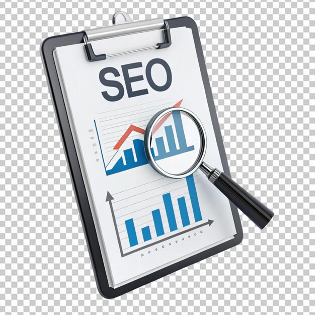 PSD seo analytics concept on transparent background