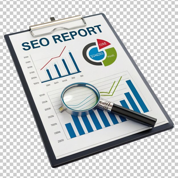 PSD seo analytics concept on transparent background