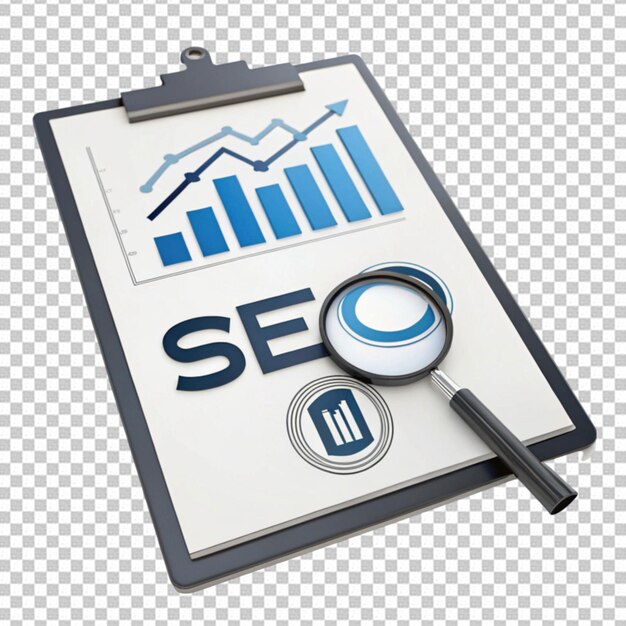 PSD seo analytics concept on transparent background