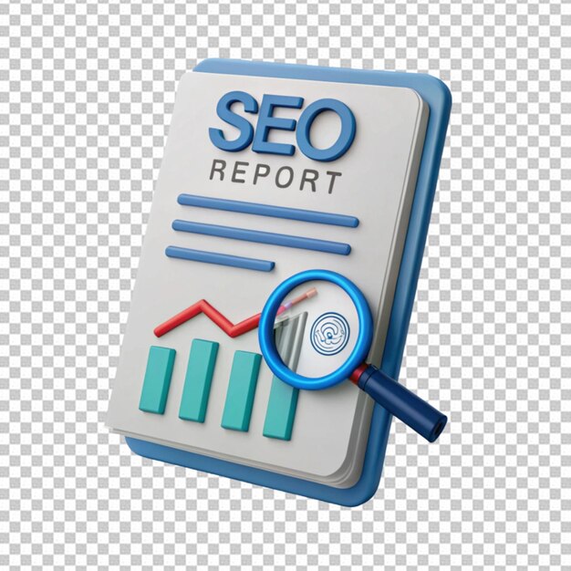 PSD seo analytics concept on transparent background