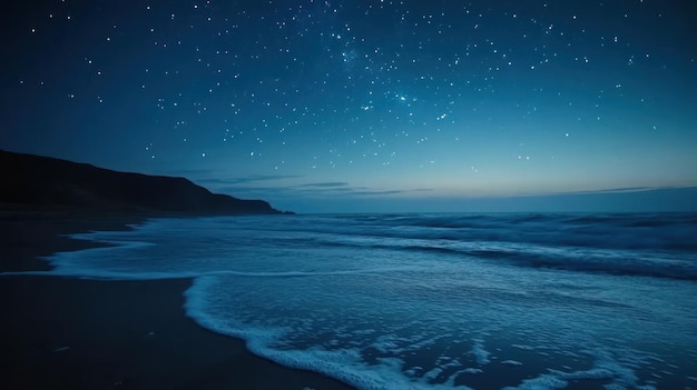 PSD serene beach under a starry night sky