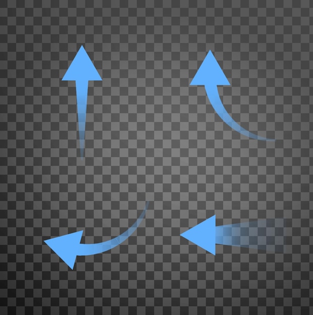 PSD set of arrows isolated on a transparent background