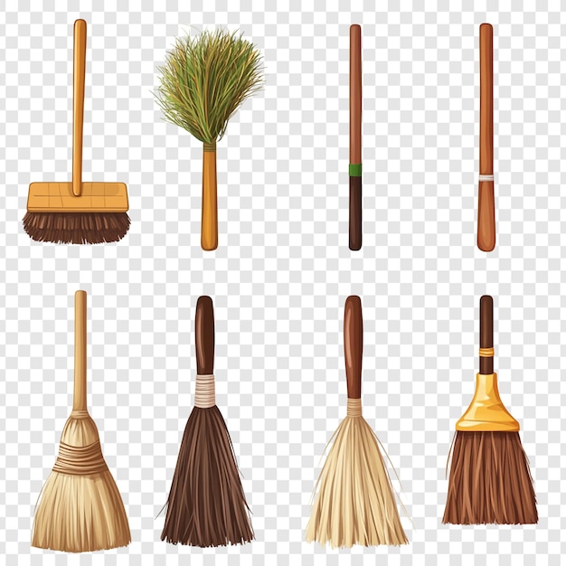 PSD set of different brooms for cleaning