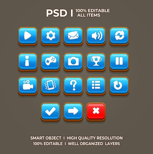 PSD set of game ui game ui set game ui button game button game ui psd game ui template game icon