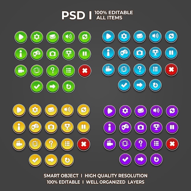 PSD set of game ui game ui set game ui button game button game ui psd game ui template game icon