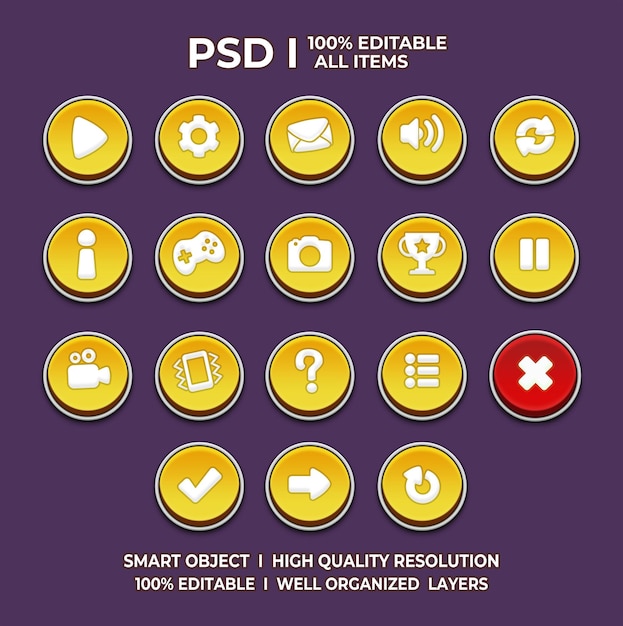 PSD set of game ui game ui set game ui button game button game ui psd game ui template game icon