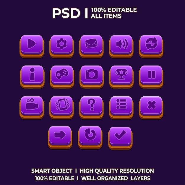 PSD set of game ui game ui set game ui button game button game ui psd game ui template game icon