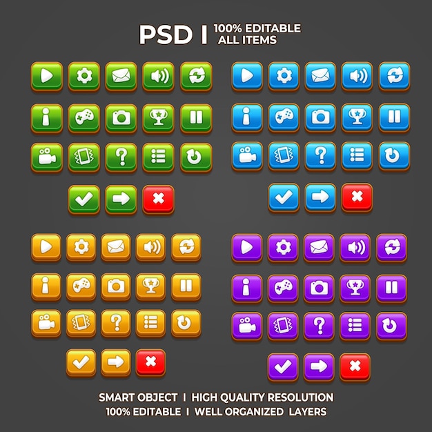PSD set of game ui game ui set game ui button game button game ui psd game ui template game icon