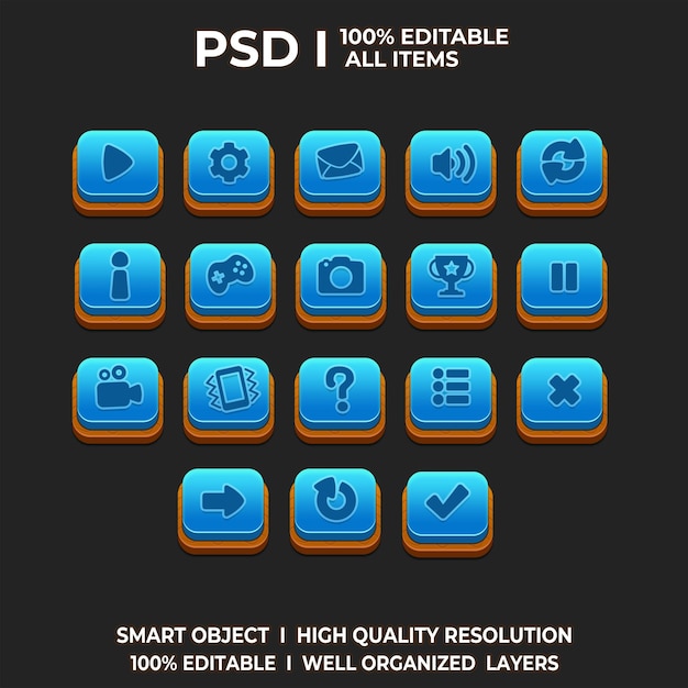 PSD set of game ui game ui set game ui button game button game ui psd game ui template game icon