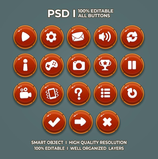 PSD set of game ui game ui set game ui button game button game ui psd game ui template game icon