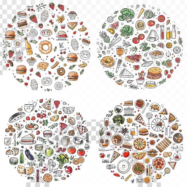 PSD a set of illustrations with different food and vegetables